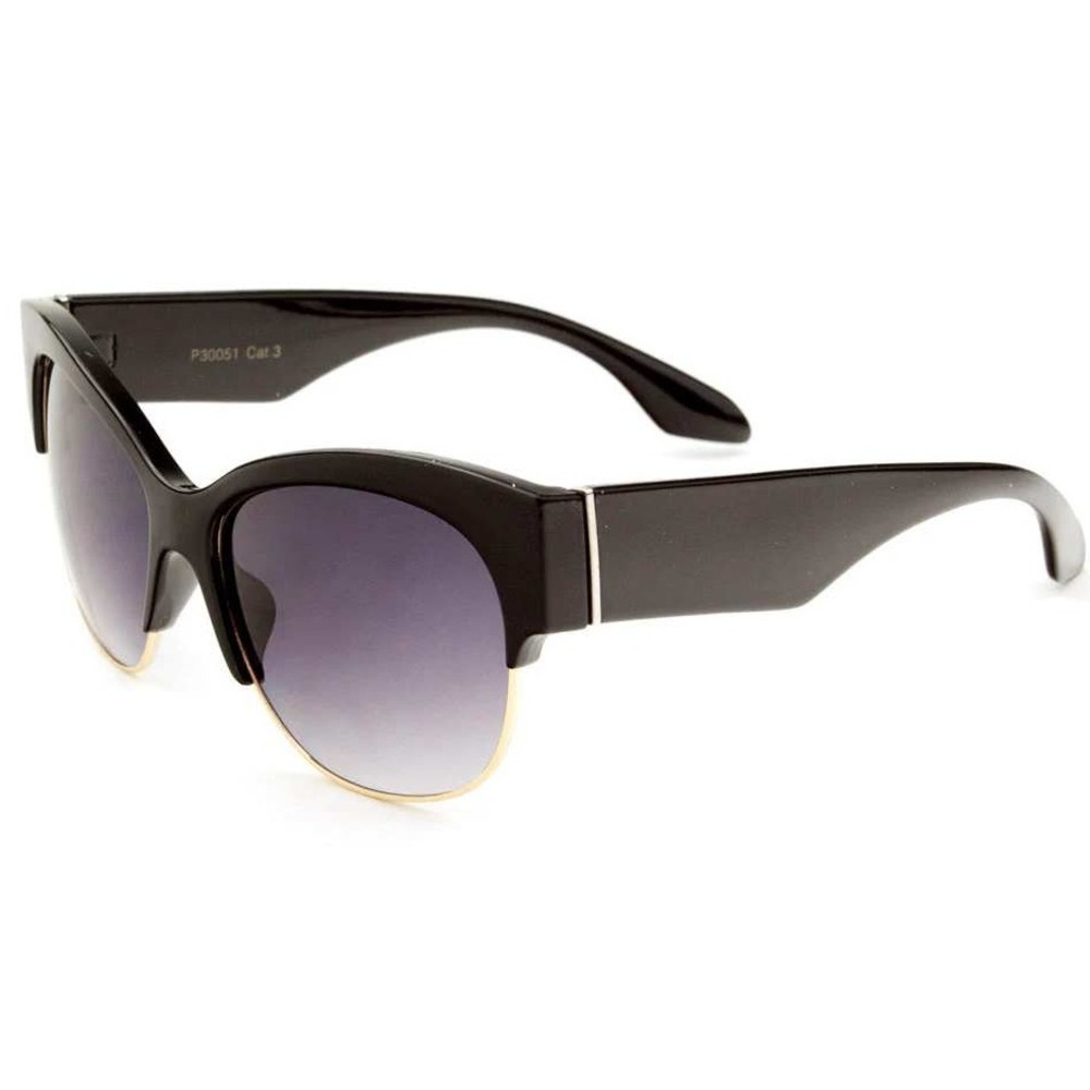 Cat Eye Sunglasses Women Black Gold Accent Fashion Sun Glasses‎ Luxury Outdoor